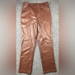 White Fox You’ve Got It Brown Faux Leather Pants Womens Size XL
